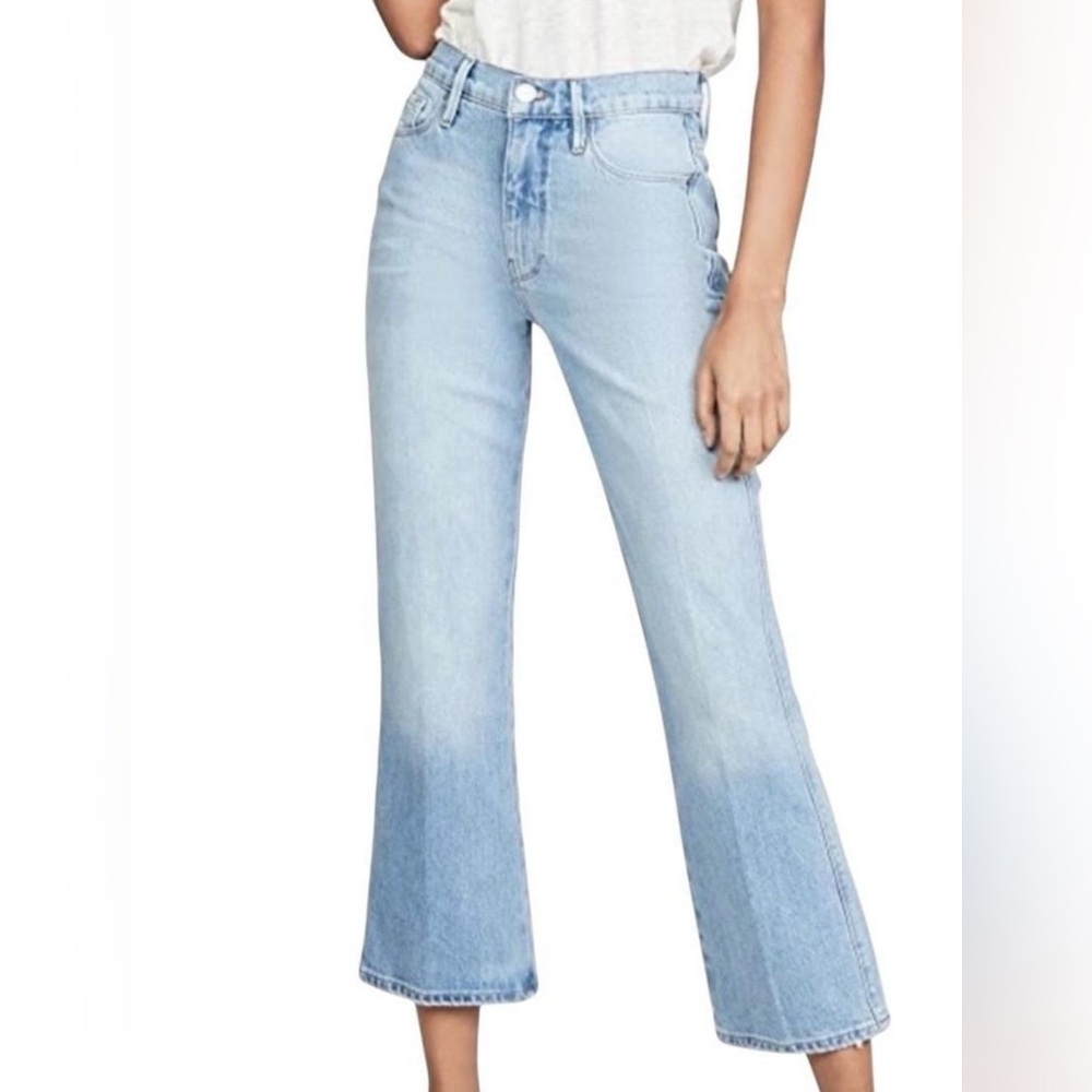 Frame Denim Two-Tone Light Blue Cropped Jeans